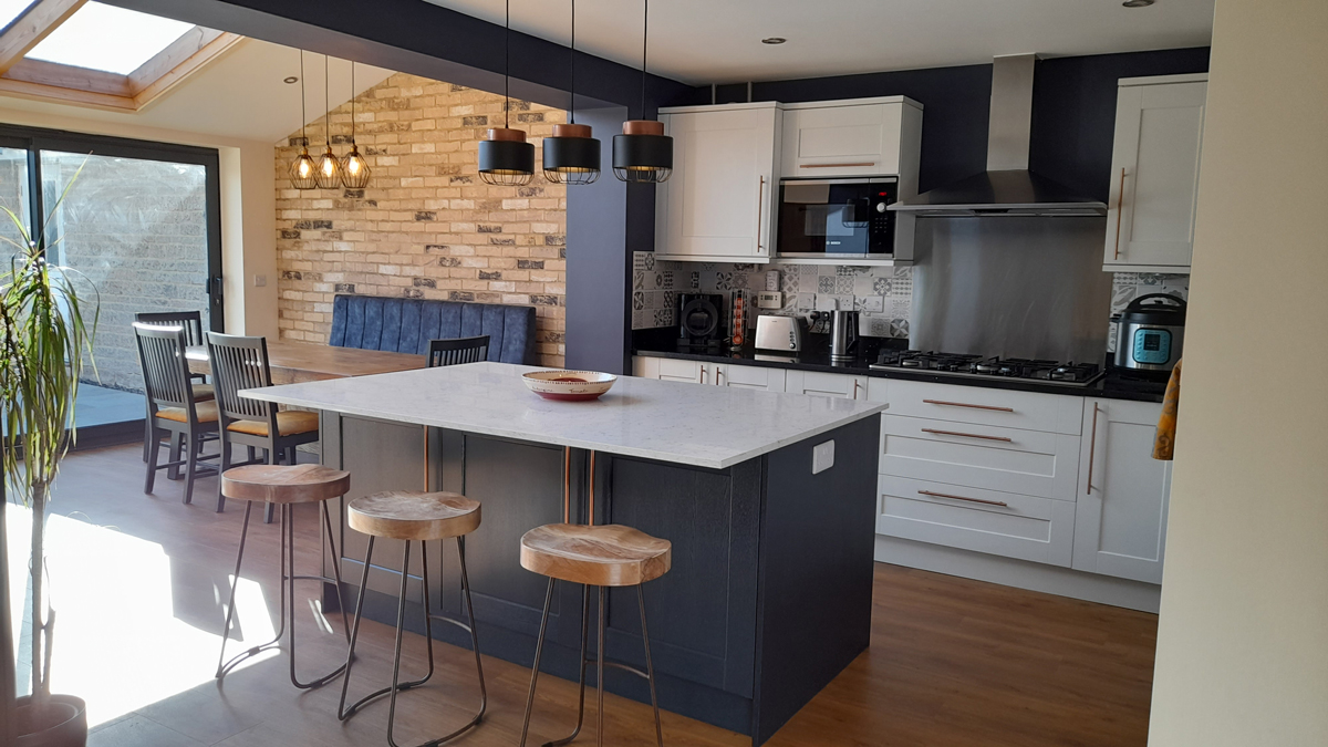 Open plan kitchen diner