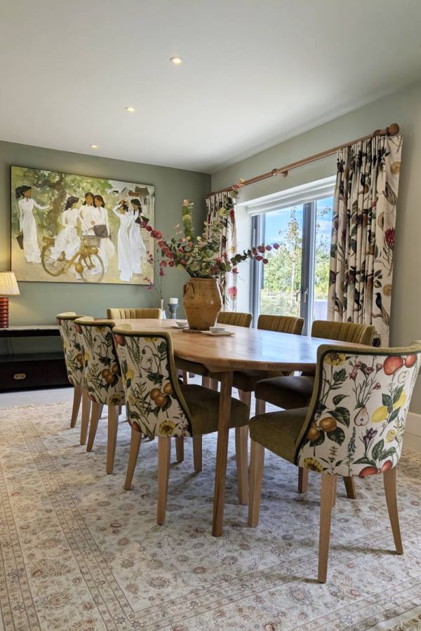 Dining table and chairs in a room